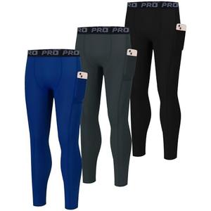 EXARUS Youth Boys Compression Pants Leggings Tights Football Sports Athletic Base Layer for Basketball Teen, Size: 14Y