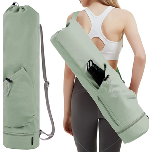 Sportsnew Yoga Mat Bag with Water Bottle Pocket and Bottom Wet Pocket, Exercise Yoga Mat Carrier Multi-Functional Storage Bag (Green)