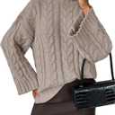Saodimallsu Womens Oversized Sweaters Cable Knit Bell Batwing Sleeve Crew Neck Fall Winter Chunky Pullover Tops Khaki (M)