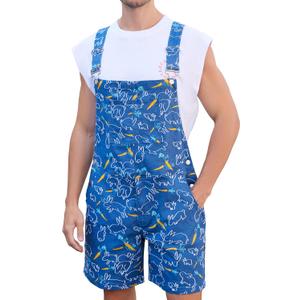 Bib Overalls for Men Shorts Romper Festival Jumpsuits Fashion Coveralls (Small, Blue-3)