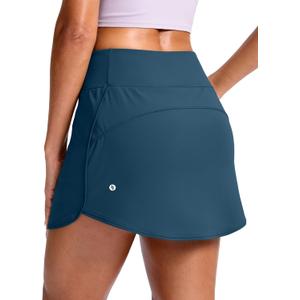 SANTINY Skorts for Women with Pockets High Waisted A Line Golf Skirts Athletic Tennis Skirt for Casual Pickleball (Indigo_S)