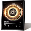 Music Picture Frame Bluetooth Speaker - Rotating Turntable Wireless Speaker Song Plaque, Light Up Music Plaque Art Paintings Frame with LED Light, Home Desk Decor Gifts for Men & Women (Black Hole)