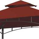 Grill Gazebo Replacement Canopy Top - Wonwon 5x8 Gazebo Roof Double Tiered Outdoor BBQ Roof Cover Grill Shelter Only Fit for Model L-GG001PST-F (Burgundy)
