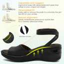 BEMIRO Walking Sandals for Women with Adjustable Arch Support, Comfortable Cloud Footbed Platform Wedge Sandals, Casual Dressy Summer Shoes Black 8.5