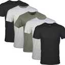 Gildan Mens Crew T-Shirts, Multipack, Style G1100 (Large, Black/Sport Grey/Military Green (5-pack))