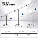 Heavy Duty C Stand with Boom Arm 6.9ft/210cm 100% Stainless Steel Black
