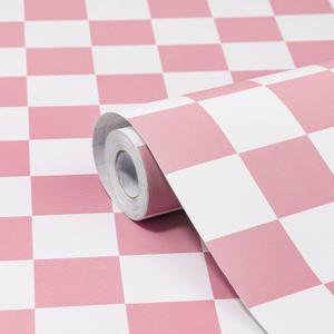 Amiya Checkered Wallpaper Peel and Stick Pink Mosaic Checkerboard Contact Paper 17.3X80Modern Self Adhesive Vinyl Removable Wall Paper for Shelf Liner,Classroom,Cabinets,Living Room