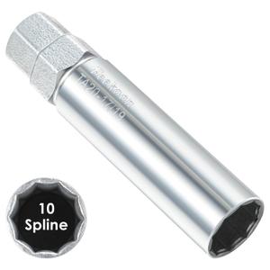 Feekoon 10 Spline Lug Nut Key Replacement for TA20-17/19, Compatible with Bimecc 10-Spline Lug Nut and Lug Bolts, Passenger w/ 17MM and 19MM Hex Drive, Steel(Silver,1 Pack)