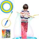 Kid in a Bubble Toy Giant Bubble Wand Big Bubbles Hoop with Dipping Pool Tray, Fun Outdoor Toys Playtime Activity Summer Toy Set for Kids and Adults Birthday Party Game