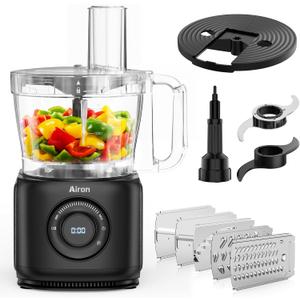 7-in-1 Professional Food Processor, 1000W Powerful Electric Vegetable Chopper, 14-Cup XL Bowl, Large Feed Chute, Cheese Shredding, Meat Chopping, Shredding and Slicing, Mixing and Doughing, Black