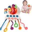 Hooku Montessori Toys for 1 Year Old, Sensory Toys for Babies, Food Grade Silicone Pull String Activity Toy, Fine Motor Toys, Baby Travel Toys, Toddler Baby Girl Boy Gifts