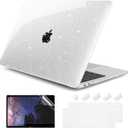 DONGKE for MacBook Air 13 inch Case 2021-2018 Release A2337 M1 A2179 A1932, Bling Plastic Hard Shell Case & Keyboard Cover Only Compatible with MacBook Air 13 inch Retina Fits Touch ID, Sparkly Clear