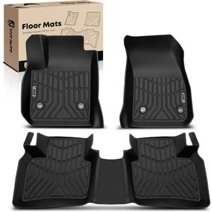 YHTAUTO Floor Mats Compatible with Cadillac XT4 2019-2025, TPE Floor Liners All-Weather Protection Custom Fit, 1st & 2nd Row, Set of 3