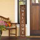 Welcome Porch Sign Decor Wooden Hanging Sign Door Porch Standing Decorative Signs Plaques for Front Door Farmhouse Outdoor Indoor Welcome Sign 47.2"Hbrown