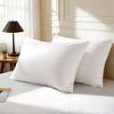 Shilucheng Goose Down Pillow King Size Set of 2 Pack,Hotel Collection 1050+ Fill Power Luxury Bed Feather Pillow for Side Back Stomach Sleepers, Soft 100% Cotton ShellWhite,20" x 36"