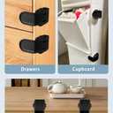 Maveek Baby Proofing Drawers, 4 Pack Child Proof Locks For Corner Drawer Thinner Door Cabinet Kitchen Cupboard Dresser Fridge, Childproof Furniture Latch For 0-12 month Infant (Black)