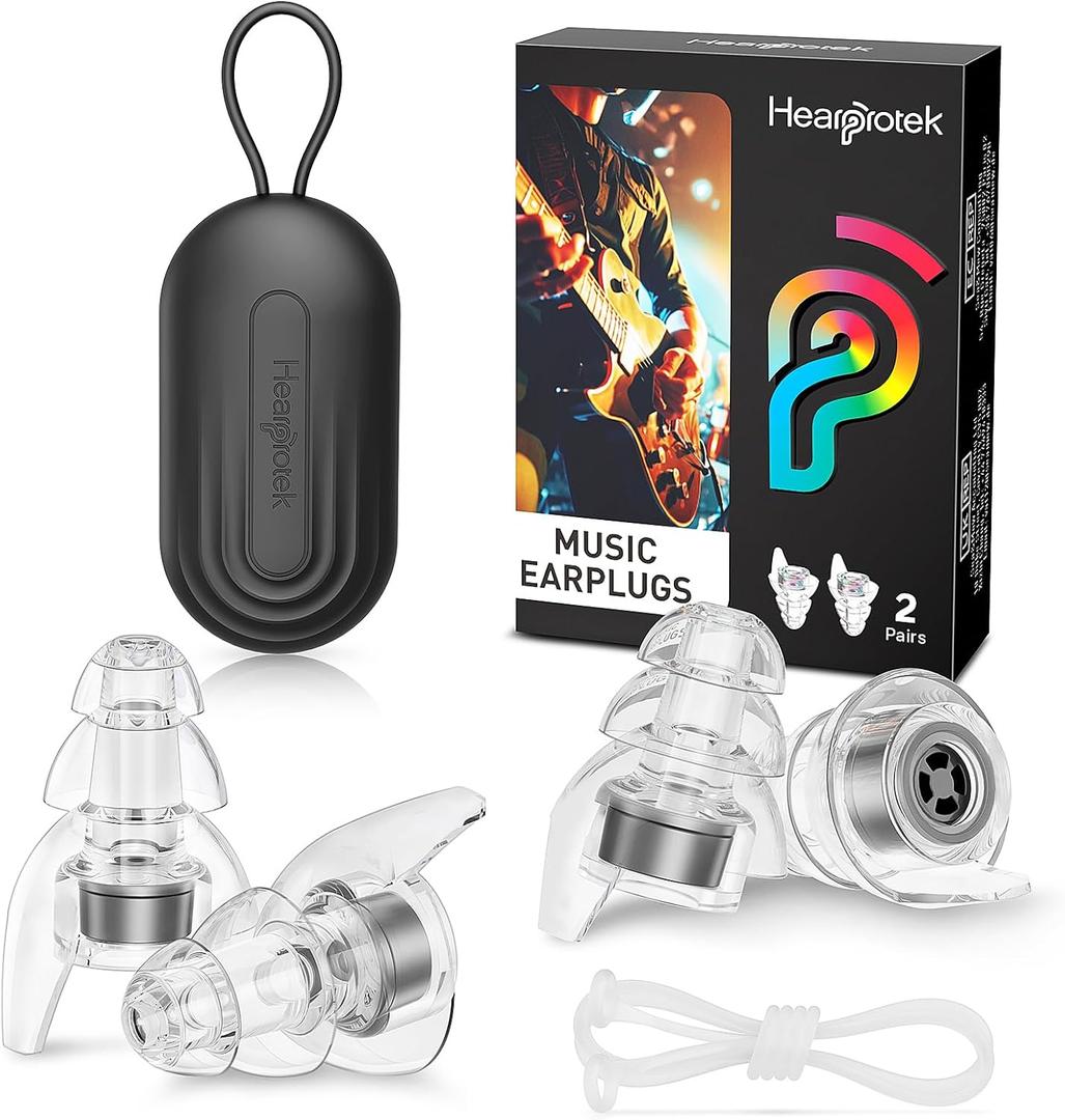 Hearprotek Concert Ear Plugs, 2Pairs Reusable high Fidelity Musician Ear Plugs for Concerts Loud Music-Noise Reduction Ear Protection earplugs for Rave,Festival,Music,Tinnitus Relief (Grey)