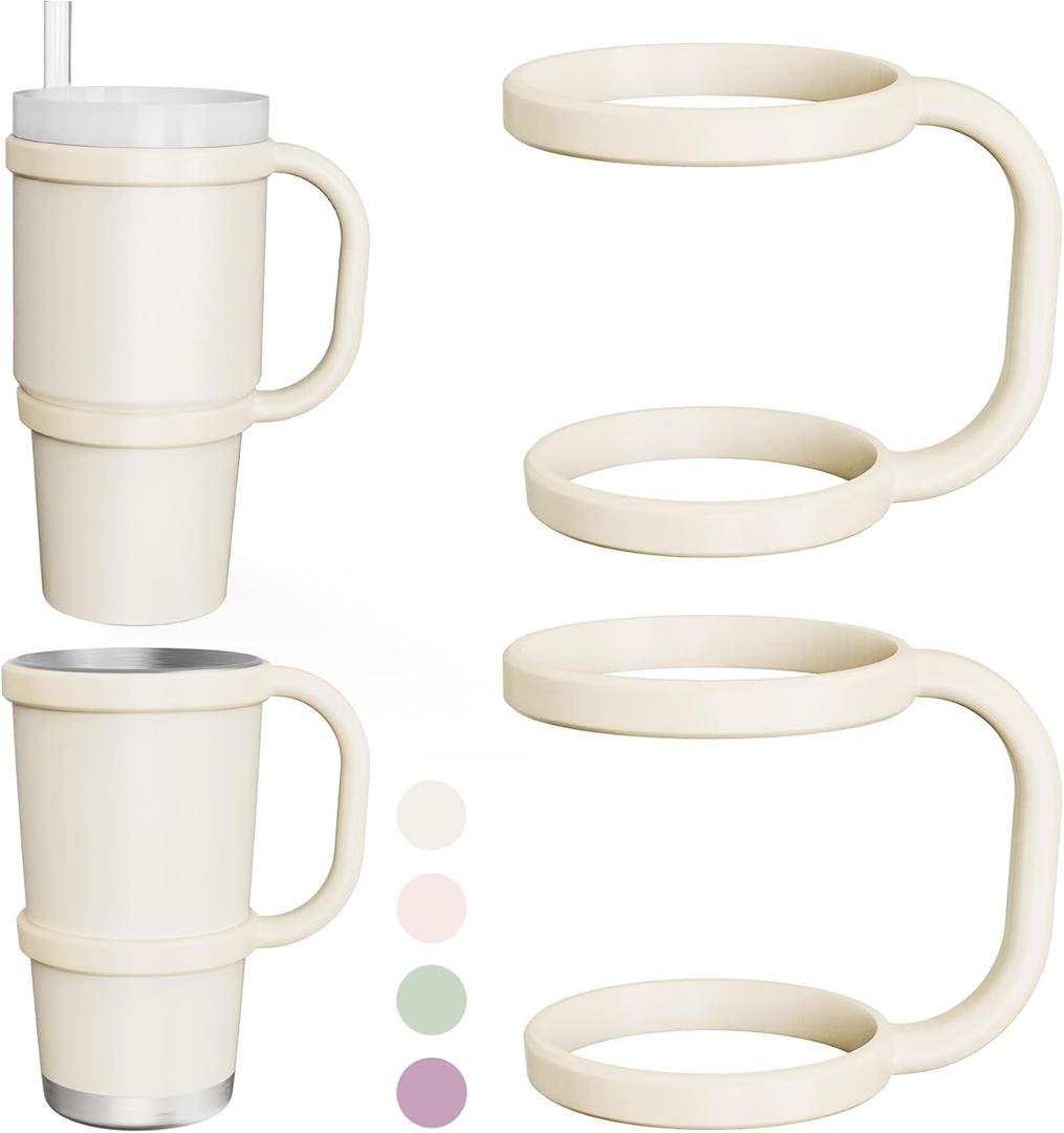 NiHome Tumbler Handles Compatible with 20oz Stanley Quencher 20oz YETI Rambler Tumblers, Silicone Tumbler Handles for Home Travel Outdoors Daily Use, BPA-Free and Dishwasher Safe (Pink)