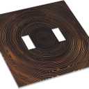 Toggle Light Switch Cover Abstract Art Geometric Spiral Design with Wood Grain Texture 2 Gang Gfci Decorative Wall Plate Polycarbonate for Contemporary Bedroom & Workspace Design