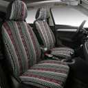 PONYJOYUP Baja Saddle Blanket Car Seat Covers 4PCS Front, Breathable Washable Striped Woven Automotive Vehicle Seat Cover, Universal Boho Seat Cover for Sedan, SUV, Truck, Airbag Compatible (Red and White)