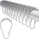 LiBa Shower Curtain Rings Hooks Rustproof Stainless Steel Nickel Chrome Plating for Bathroom Shower Curtain Rods- Set of 12