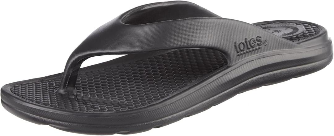 totes Men's Everywear Lightweight Waterproof Contoured Ara Flip Flop Sandal Black 8