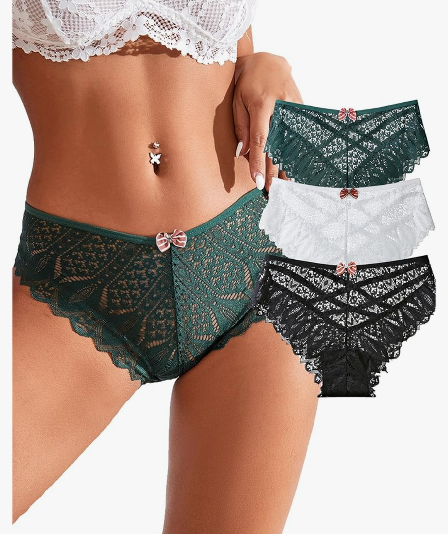 Womens Sexy Thongs Lace Panties Underwear Low Rise Plus Size Underpants Pack of 1-3