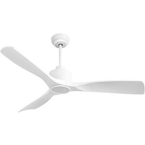 52 Inch Smart Ceiling Fan with Quiet DC Motor, 3 Blade High CFM Indoor Outdoor Modern White Ceiling Fan with Lights Remote Control for Bedroom Living Room
