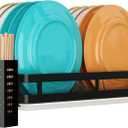 Wall Mounted Stainless Steel Dish Drying Rack Fruit Vegetable Storage Basket with Drainboard and Hanging Chopsticks Cage Kitchen Shelf Utensils Organizer (1 Tier)