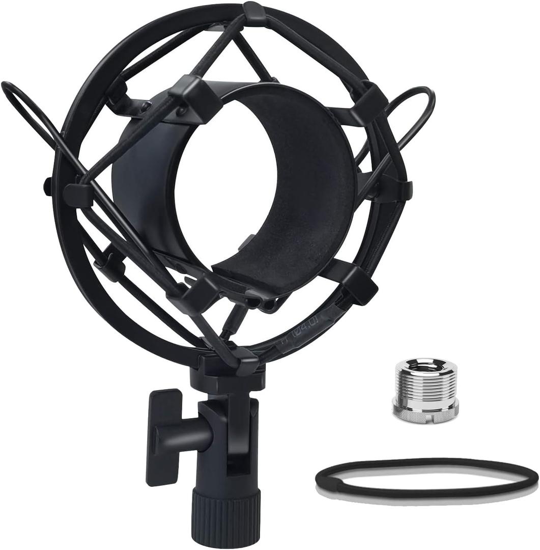 Universal Microphone Shock Mount, Mic Clip Holder for 47-53mm Mics, Anti-Vibration, High Isolation (Black)