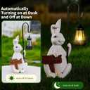 Rabbit Statues Solar Lantern Waterproof Light Resin Statue for Outside Balcony Garden Decor for Outside Gift for Grandma Women (Rabbit Lantern White)