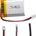 KBT 3.7V 1600mAh Li-Polymer Battery: 103241 Rechargeable Li-ion Batteries Replacement with 2.54 JST Connector for Headlamp, Ar duino NodeMCU ESP32 Development Board Raspberry Pi UPS Board