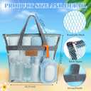 Patelai 12 Set Large Mesh Shower Caddy Bags, Sandproof Beach Tote Bulk with Soap Bag 12.2 x 10.2 Inch Hanging Toiletry Bath Organizer with Zipper & Handle for Gym Beach Dorms Travel Essentials