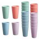 24 Pcs Unbreakable Plastic Cups Set, 20 oz Reusable Plastic Cups, Stackable Water Tumblers, Drinking Cup for Kitchen, Outdoor, BPA-free, Dishwasher Refrigerator and Microwave Safe (20 oz, 4 Colors)