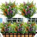 8 Bundles Artificial Flowers for Outdoors Faux Plants Greenery Shrubs UV Resistant for Porch Balcony Patio Garden Home Decor