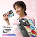 FUNMIKO for iPhone 15 Plus Case Wireless Charging & Military-Grade Protection - Cute Floral Design for Women Girls, Non-Slip Matte Cover with Shockproof Corners - Abstract Flowers