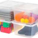 4 Pcs Plastic Containers With Lids, 17x14 Inches, Clear