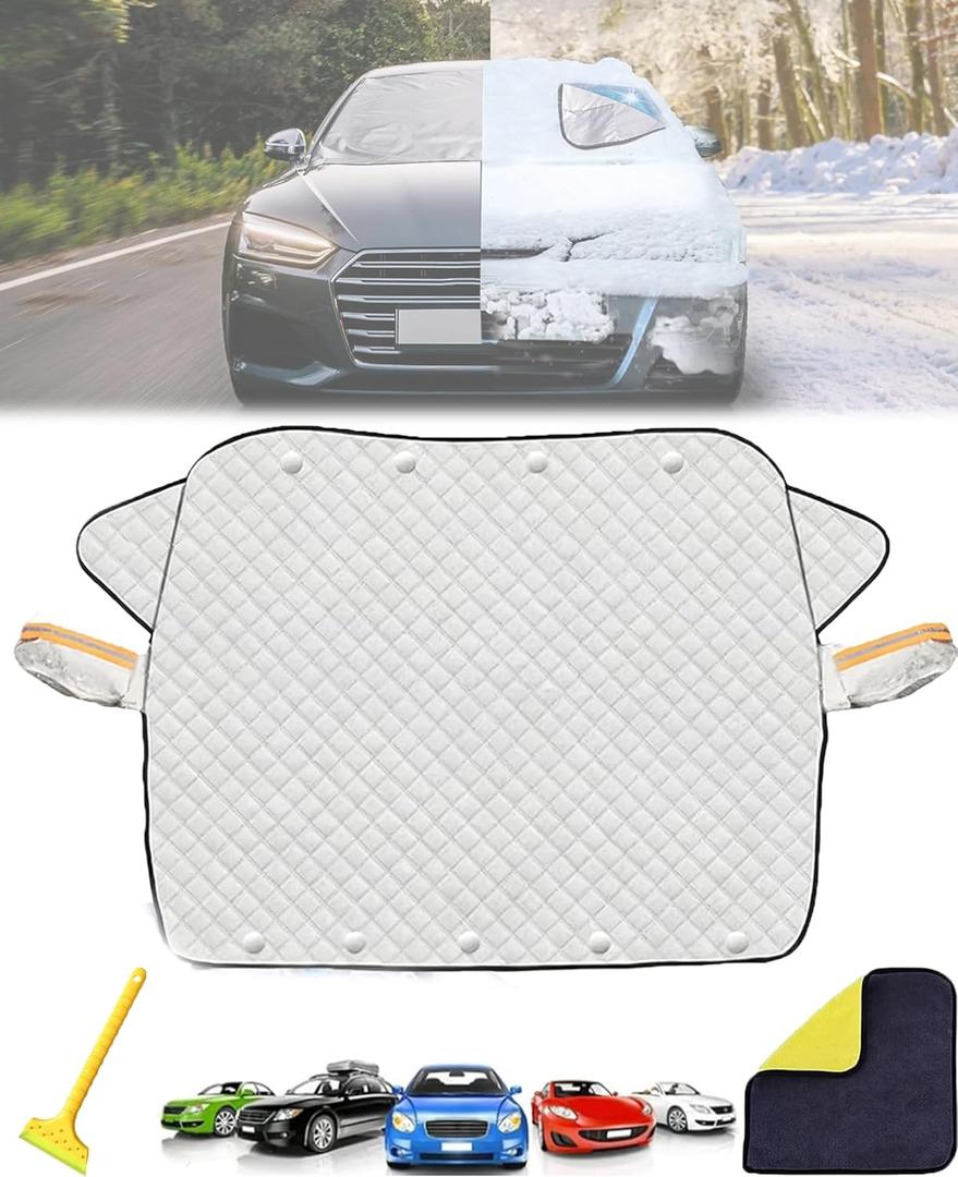 Somefune Windshield Cover - 2025 Upgraded Car Windshield Magnetic Snow Cover, All Weather Windshield Cover with Magnets, Universal Fit for Any Car (SUV)