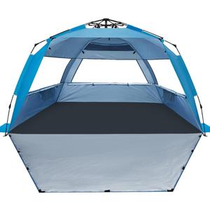 WhiteFang Deluxe Pop Up Beach Tent Sun Shade Shelter for 3-4 Person, UV Protection, Extendable Floor with 3 Ventilating Windows Plus Carrying Bag, Stakes, and Guy Lines, XL