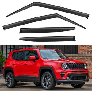 Window Visors Rain Guards Shield for Jeep Renegade 2015-2024, Out-Channel Window Vent Wind Deflectors Visors Shades for 15-24 Renegade