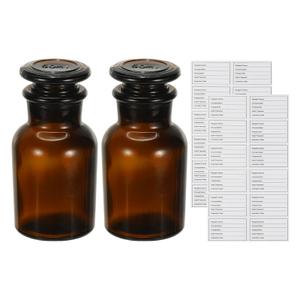 2 x PATIKIL 2 Pack 1000ml Glass Reagent Bottle, Wide Mouth Reagent Media Storage Bottle with Ground Stopper for Lab Water Reagent Liquids Chemistry Science Vase Perfume, Clear(35.2oz)