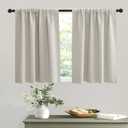 RYB HOME Blackout Short Cafe Curtains, Privacy Light Block Small Window Curtains for Bedroom Kitchen Basement Dining Classroom, W 42 x L 36 inches, Natural, 2 Panels