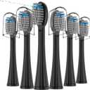 5 Pack Replacement Flossing Toothbrush Heads for Waterpik Sonic Fusion - Compatible with SF-01/SF-02/SF-03/SF-04 - Black with Caps