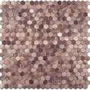 KASARO Peel and Stick Backsplash Tile for Kitchen, 3D Hexagon Penny Metal Mosaic Tiles, 8 Pieces Self Adhesive Wall Tiles Decorative for Living Room, Bathroom, Fireplace, 12”x12”, Rose Gold