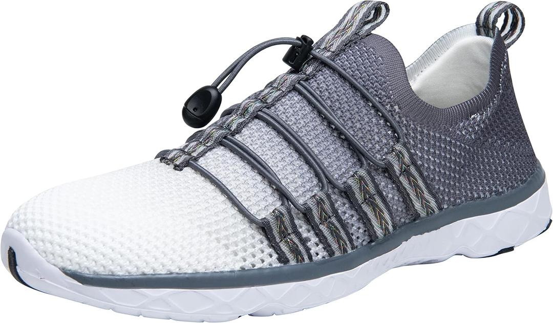 DLGJPA Men's Lightweight Quick Drying Aqua Water Shoes Athletic Sport Walking Shoes (9.5, 19009-dark grey gradient)