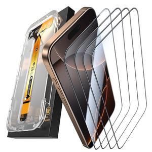 MRGLAS 4-Pack Screen Protector for iPhone 16 Pro Max [9H+ Military-grade Aerospace Glass][Auto-Alignment Kit][HD Clear] Shatterproof Tempered Glass Film for 16 Pro Max 6.9" Case-Friendly, Zero-bubble