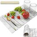 Large Stone Dish Drying Mat for Kitchen Counter, Foldable 24"16" Diatomaceous Earth Mat, Super Absorbent Marble Stone Drying Pad for Dishes, Cups, Bottles (White Marble)