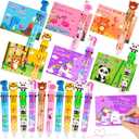 24 Pack Valentines Day Gifts for Kids Classroom 10-in-1 Multicolor Ballpoint Pens with Valentines Cards for Kids School, Valentines for Kids Classroom Class Exchange Gifts Party Favors for Boys Girls