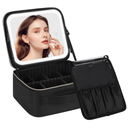 Chomeiu Makeup Bag with LED Mirror, Travel Makeup Case for Women and Makeup Artists Cosmetic Organizer Large Make Up Bags with Light Up Mirror, 3 Color Lights, Adjustable Dividers and Brush Holder Black
