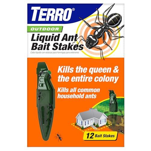 TERRO Liquid Ant Baits - T1813B - Outdoor Ready-to-Use Terro Ant Traps, Kills Household Ants, 12 Stakes